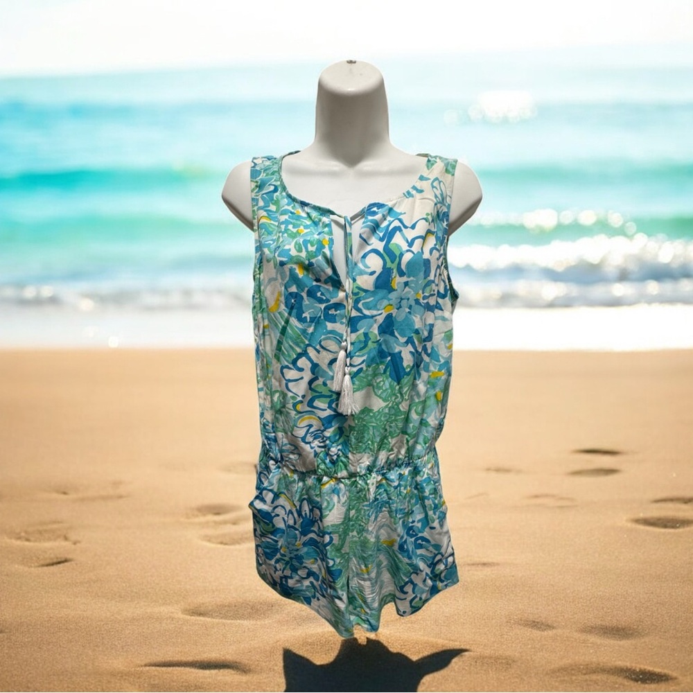 Lilly Pulitzer Blue/green/white romper size small